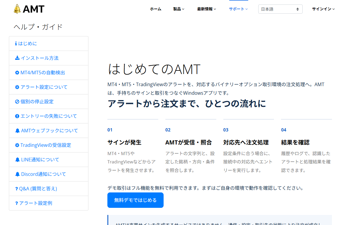 AMT2公式サイトのヘルプ・ガイド