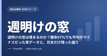 週明けの窓は埋まるのか？勝率67%でも平均がマイナスだった実データと、月末だけ残った偏り
