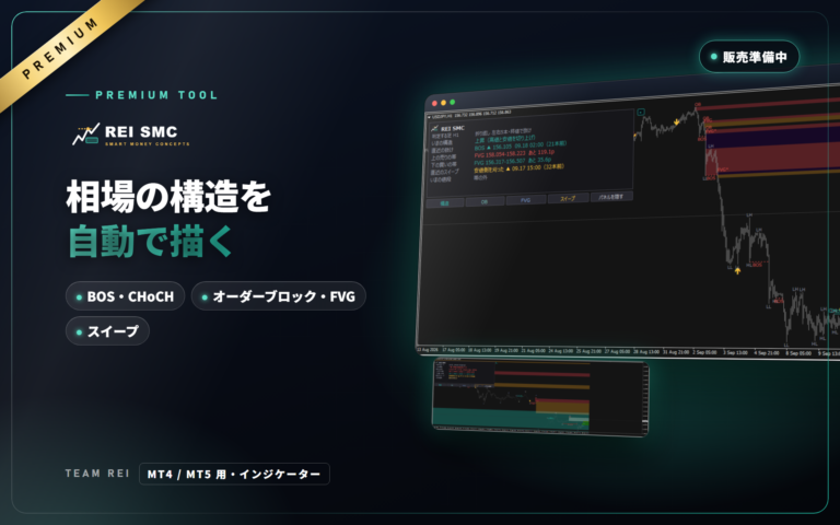 REI_SMC（有料）：BOS・CHoCH・オーダーブロック・FVG・スイープを自動で描くMT4/MT5用インジケーター